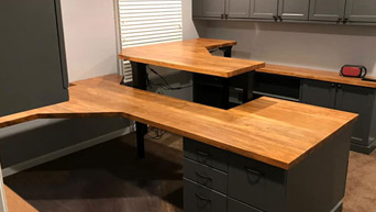 A custom height adjustable standing desk from UPLIFT Desk