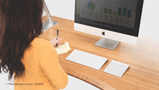 1 inch thick bamboo curve sit stand desk by uplift desk