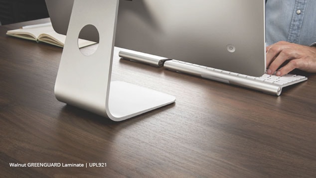 greenguard laminate desktop in walnut finish