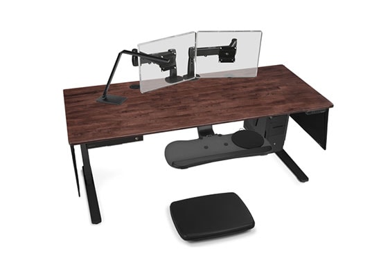 Dark Brown Rubberwood Desktop with Black Frame