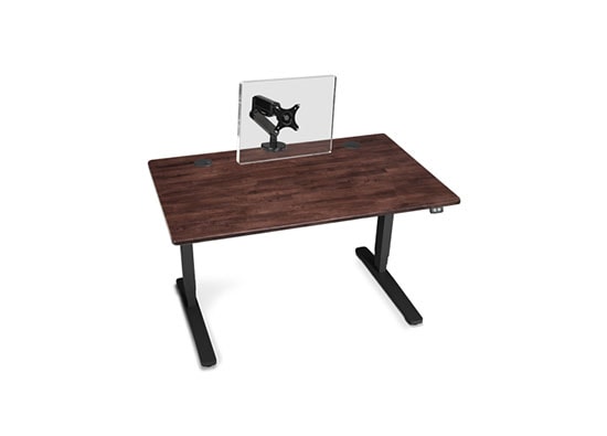 Dark Brown Rubberwood Desktop with Black Frame