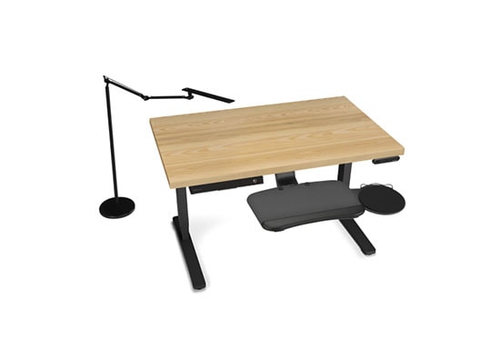 Natural Ash Solid Wood Desktop with Black Frame