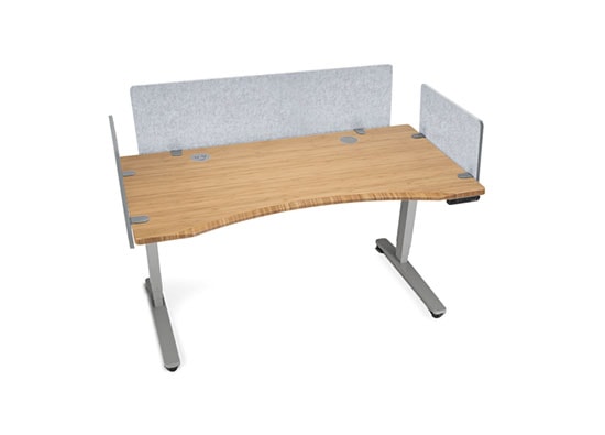 1'' Thick Carbonized Bamboo Curved Desktop with Gray Frame