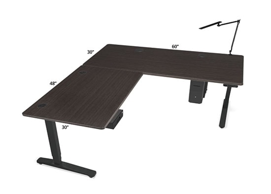 GREENGUARD Laminate Ash Gray L-Shape Desktop with Black Frame