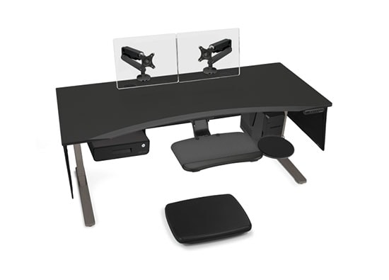 Black Eco Curve Desktop with Metallic (Industrial Style) Frame