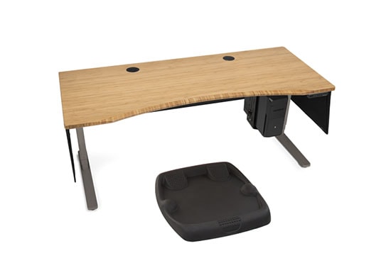 1'' Thick Carbonized Bamboo Curved Desktop with Metallic (Industrial Style) Frame