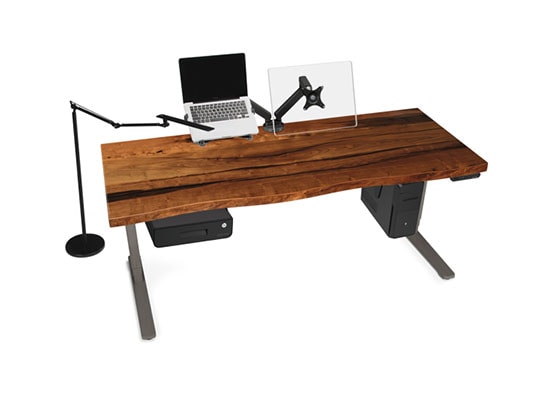 Front Barkline Mesquite Solid Wood Desktop with Metallic (Industrial Style) Frame