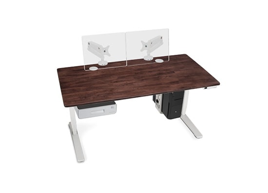 Dark Brown Rubberwood Desktop with White Frame