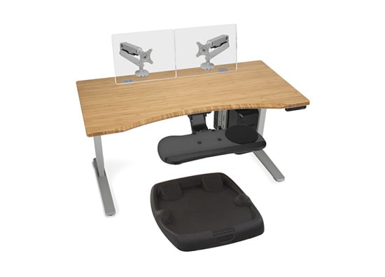 1'' Thick Carbonized Bamboo Curved Desktop with Gray Frame