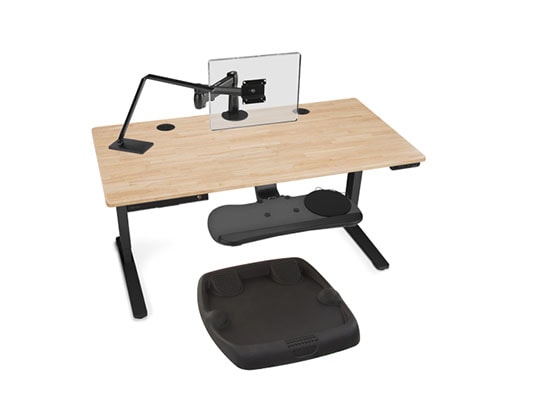 Natural Rubberwood Desktop with Black Frame