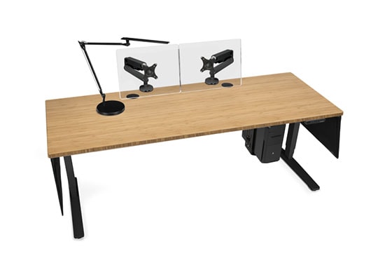 1'' Thick Carbonized Bamboo Rectangular Desktop with Black Frame