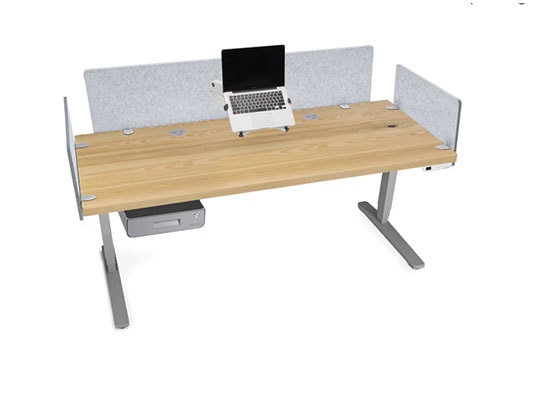 Natural Ash Solid Wood Desktop with Gray Frame
