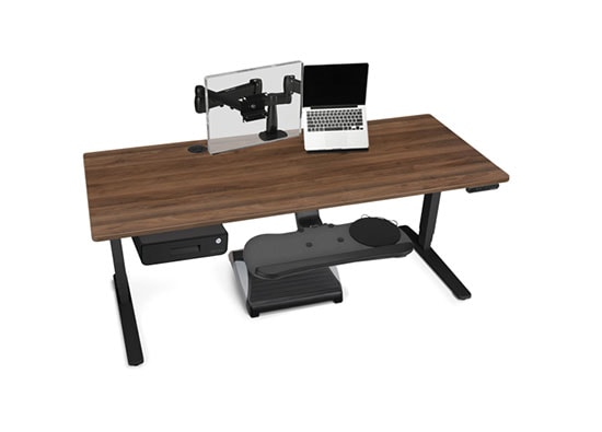 Walnut GREENGUARD Laminate Desktop with Black Frame