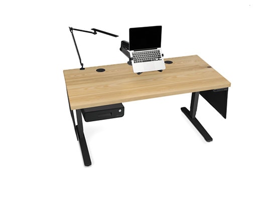 Natural Ash Solid Wood Desktop with Black Frame