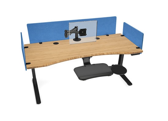 1'' Thick Carbonized Bamboo Curved Desktop with Black Frame