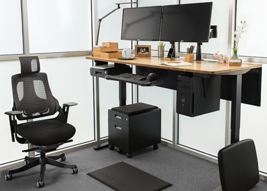 1 Inch Thick Carbonized Bamboo Desktop with Black Frame