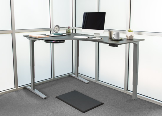 Black Eco Desktop - Left Extension with Gray Frame