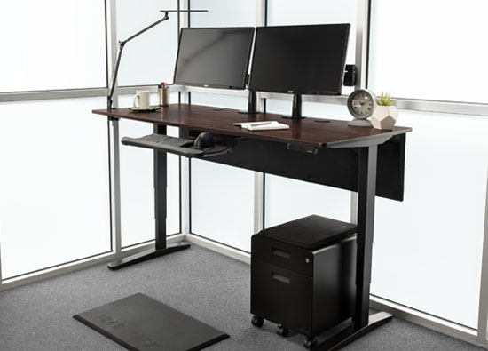 Dark Brown Rubberwood Desktop with Black Frame