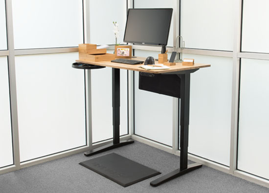 Natural Rubberwood Desktop with Black Frame