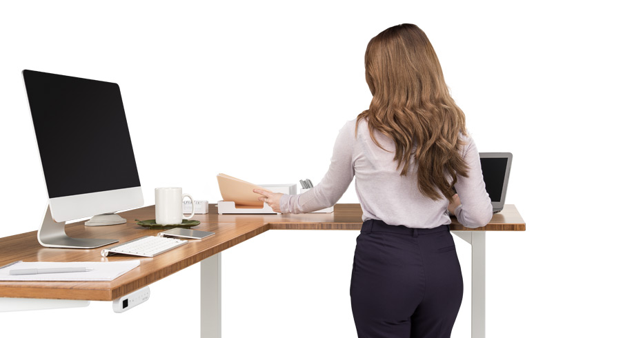 New Height Adjustable Standing Desks With L Shaped Tops From