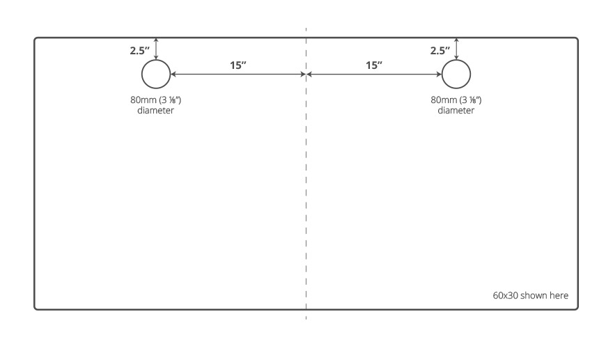 UPLIFT Desk Grommet Placement